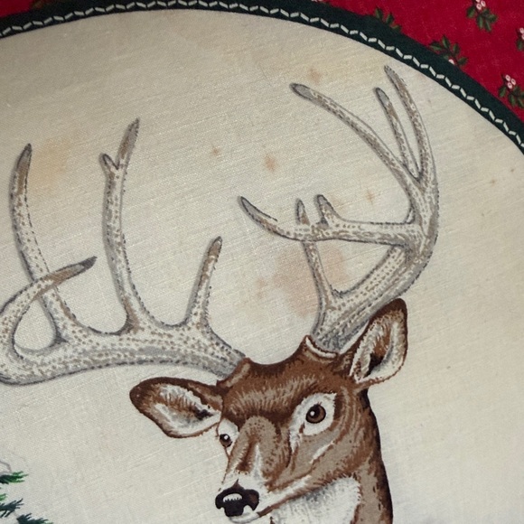 Vintage Quilted Deer Buck Cardinals Throw Holiday Pillows Set of 2 - Picture 7 of 9